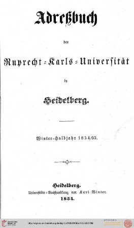 Wintersemester 1854/1855
