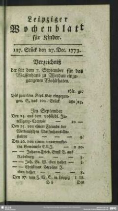 127. Stück den 27. Dec. 1773