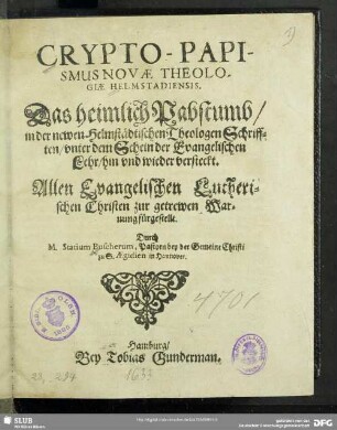 Crypto-Papismus Novae Theologiae Helmstadiensis