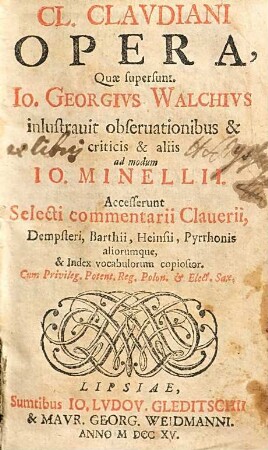 Cl. Clavdiani Opera, Quæ supersunt