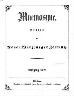 Mnemosyne. 1859