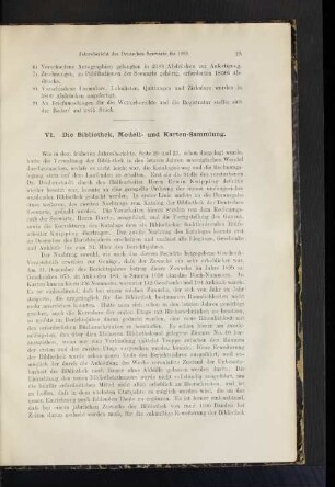 VI. Die Bibliothek, Modell- und Karten-Sammlung.