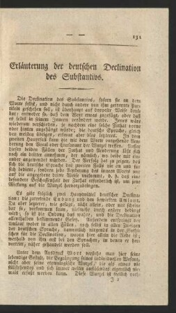 Erläuterung der deutschen Declination des Substantivs.