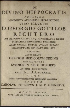 De Divino Hippocratis