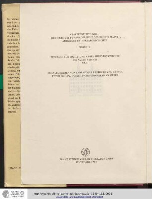 Der Städtetag in der Reichsverfassung : Eine Untersuchung zur korporativen Politik der Freien und Reichsstädte in der ersten Hälfte des 16. Jahrhunderts