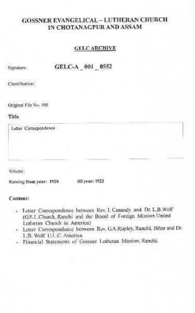 Letter Correspondence
