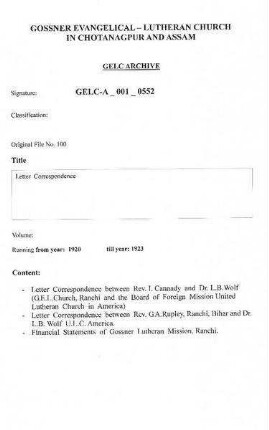 Letter Correspondence
