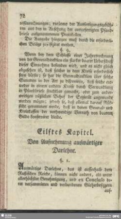 Eilftes Kapitel. Von Aufnehmung auswärtiger Darlehne