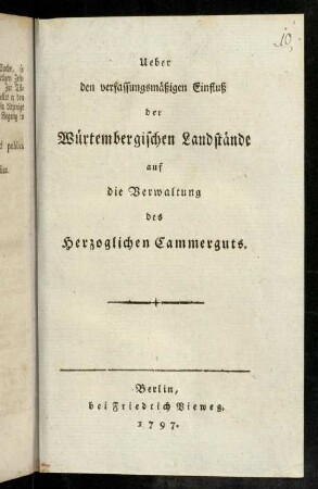 1-16, Würtembergischen Landstände