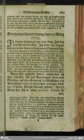 Dreyzehnte Unterredung, den 25 März 1772