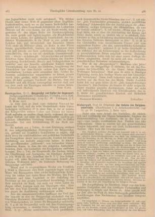 485-486 [Rezension] Baumgarten, Otto, Bergpredigt und Kultur der Gegenwart