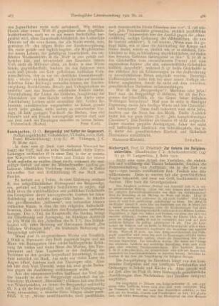 485-486 [Rezension] Baumgarten, Otto, Bergpredigt und Kultur der Gegenwart