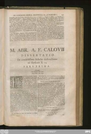 M. Abr. A.F. Calovii Dissertatio De crudelissima Arbelae destructione ad Hofeam X:14.