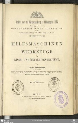Hilfsmaschinen und Werkzeuge für Eisen- und Metall-Bearbeitung