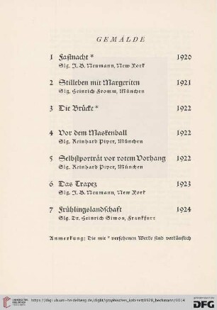 Gemälde (Nr. 1-23)