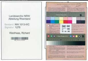 Entnazifizierung Richard Weidhaas , geb. 16.12.1898 (Textilkaufmann)