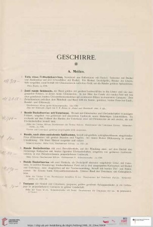 Geschirre (Nr. 1 - 49)