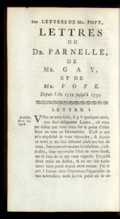 Lettres Du Dr. Parnelle, De Mr. Gay, Et De Mr. Pope