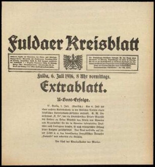 Erste Ausgabe vom Donnerstag, den 06. Juli 1916.