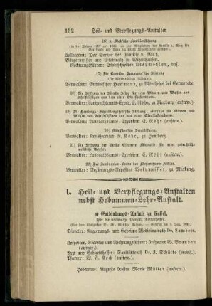 Heil- und Verpflegungs-Anstalten nebst Hebammen-Lehr-Anstalt