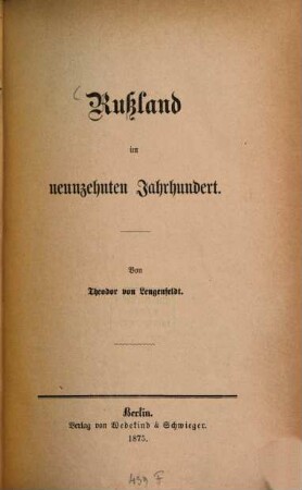 Rußland im neunzehnten Jahrhundert