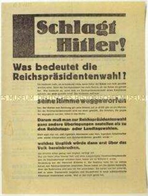 Aufruf der SPD zur Wahl von Paul von Hindenburg zum Reichspräsidenten 1932