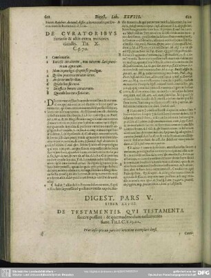 Digest[orum Seu Pandectarum] Pars V [Liber XXVIII - Liber XXXVI]