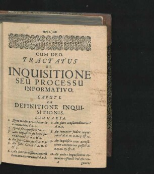 Caput I. De Definitione Inquisitionis.
