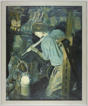 Gemälde, Junger Bergmann mit Abbauhammer