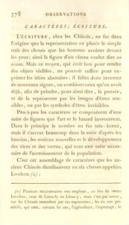 Caractères ; Écriture