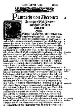 Plutarchi von Cheronea Fyertzehend Büch. Vom underscheydt zwischen Neid/ und Hassz.