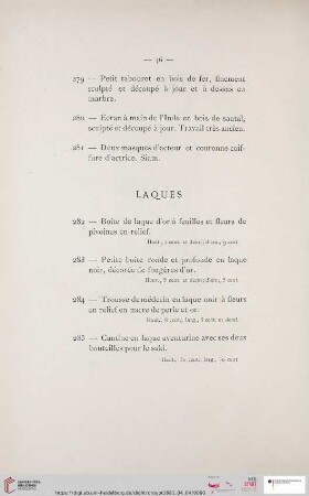 Laques (Nr. 282 - 290)