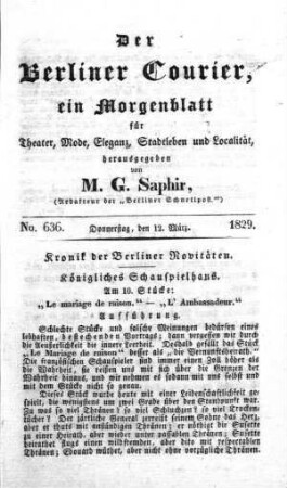 No. 636., Donnerstag, den 12. März 1829