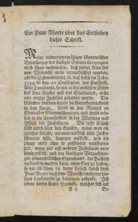 3-4, Ein paar Worte ueber das Entstehen dieser Schrift; Inhalt