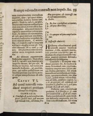 59-61, Caput VI. Ad quod interesse venditor emptori pretium sonventi sit obligatus.