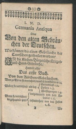 Das erste Buch. Von den Kirchen-Gebräuchen