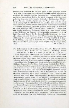 248-251 [Rezension] Lortz, Joseph Adam, Die Reformation in Deutschland