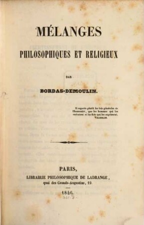 Mélanges philosophiques et religieux