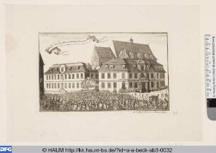 Gebäude der Zahlenlotterie, Altewiekkeller und Aegidienkirche in Braunschweig