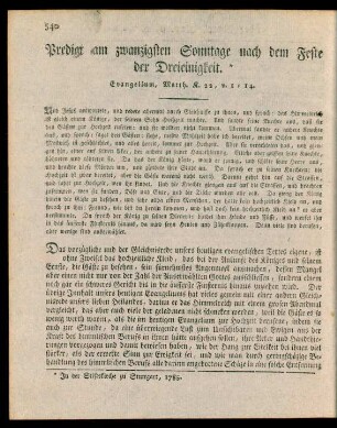 Predigt am zwanzigsten Sonntage nach dem Feste der Dreieinigkeit