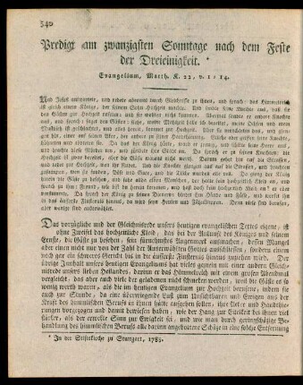 Predigt am zwanzigsten Sonntage nach dem Feste der Dreieinigkeit