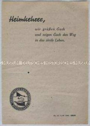 Propagandaschrift der SED mit Ausrichtung auf die Kriegsheimkehrer