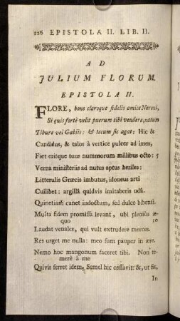 126-147, Ad Julium Florum Epistola II. / A Julius Florus Epitre II.