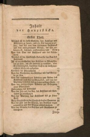 Inhalt der Hauptstücke