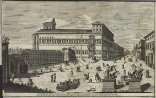 Ansicht der Piazza del Quirinale mit dem Palazzo Pontificio (o Palazzo Apostolico) di Castel Gandolfo in Rom, Kupferstich, 1689