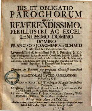 Ius et obligatio parochorum