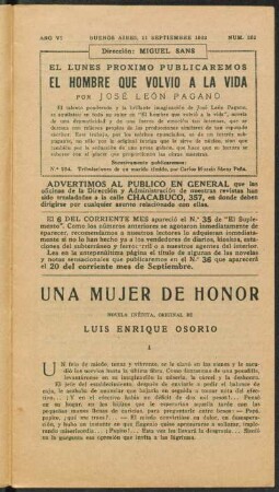 1922006252: Una mujer de honor