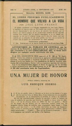 1922006252: Una mujer de honor