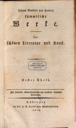Johann Gottfried von Herder's Fragmente zur deutschen Literatur. 1