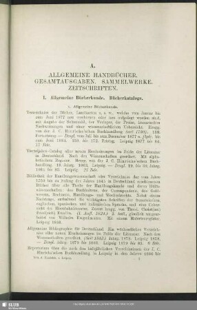 A. Allgemeine Handbücher. Gesamtausgaben. Sammelwerke. Zeitschriften